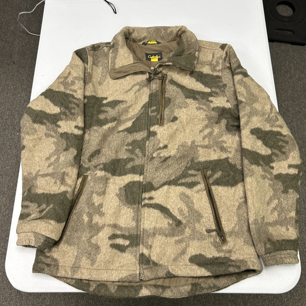 Cabela's WindShear Jacket Mens Large Camo Wool Blend Full Zip Heavy Fleece